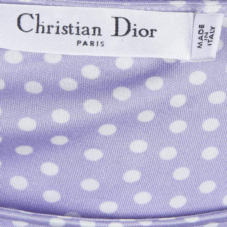 Pre Owned Dior Lavender Polka Dot Long Sleeve Dress M