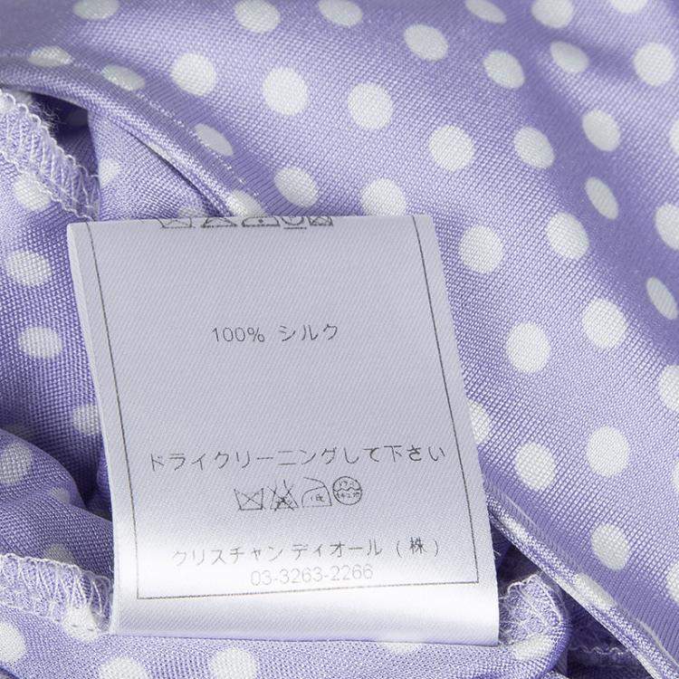 Pre Owned Dior Lavender Polka Dot Long Sleeve Dress M