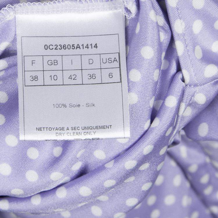 Pre Owned Dior Lavender Polka Dot Long Sleeve Dress M