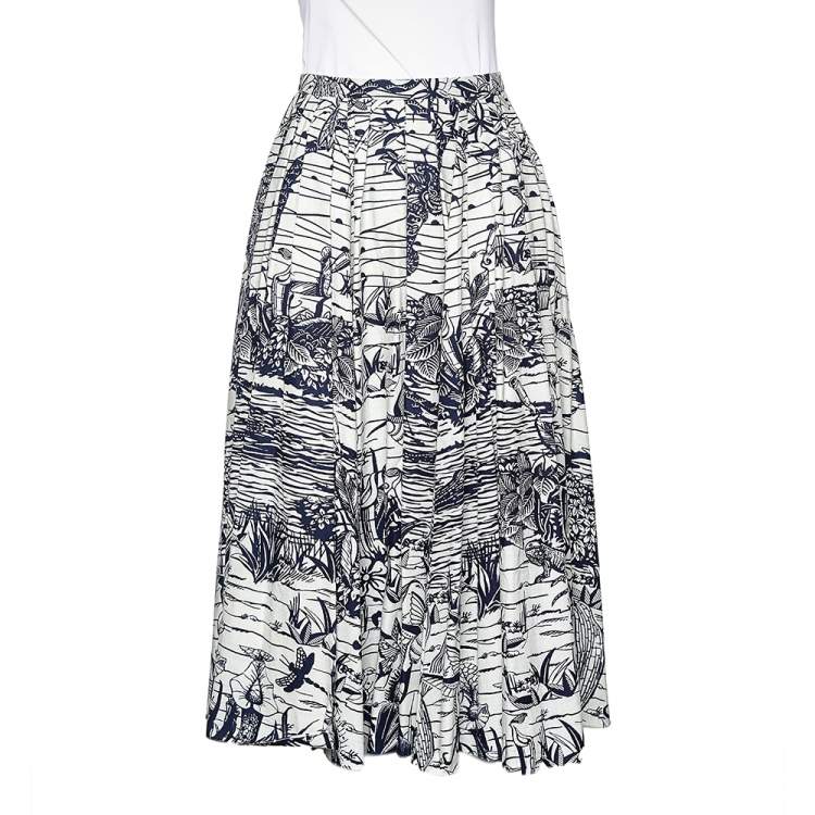 Pre Owned Dior Grey Printed Cotton Skirt S