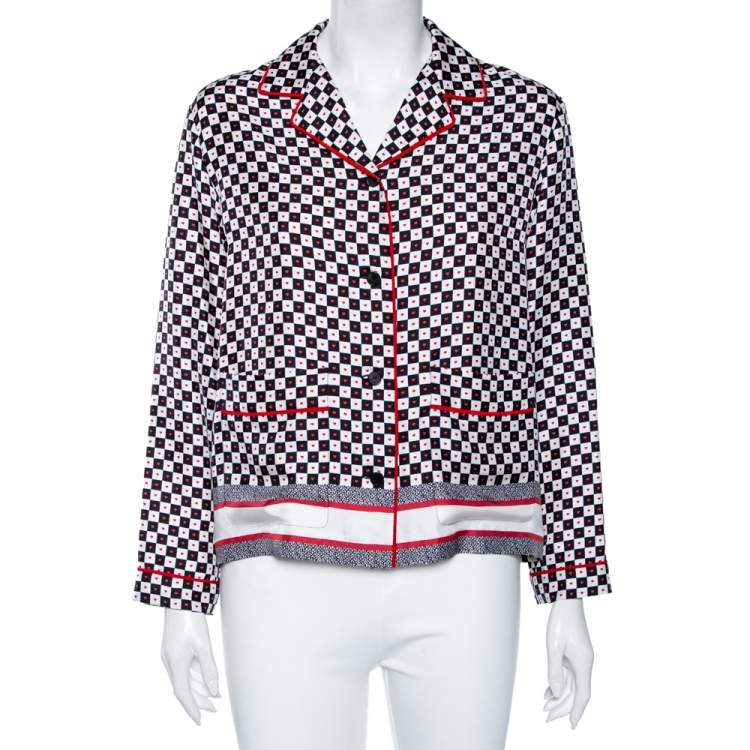 Pre Owned Dior Multicolored Printed Silk Pocketed Pajama Shirt S