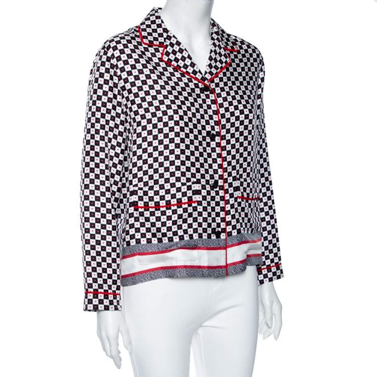 Pre Owned Dior Multicolored Printed Silk Pocketed Pajama Shirt S