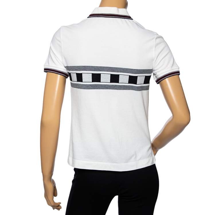 Pre Owned Dior White Cotton Pique Dior Amour Striped Polo T-Shirt S