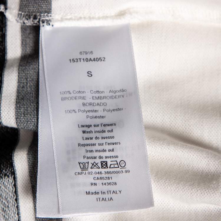 Pre Owned Dior White Cotton Pique Dior Amour Striped Polo T-Shirt S