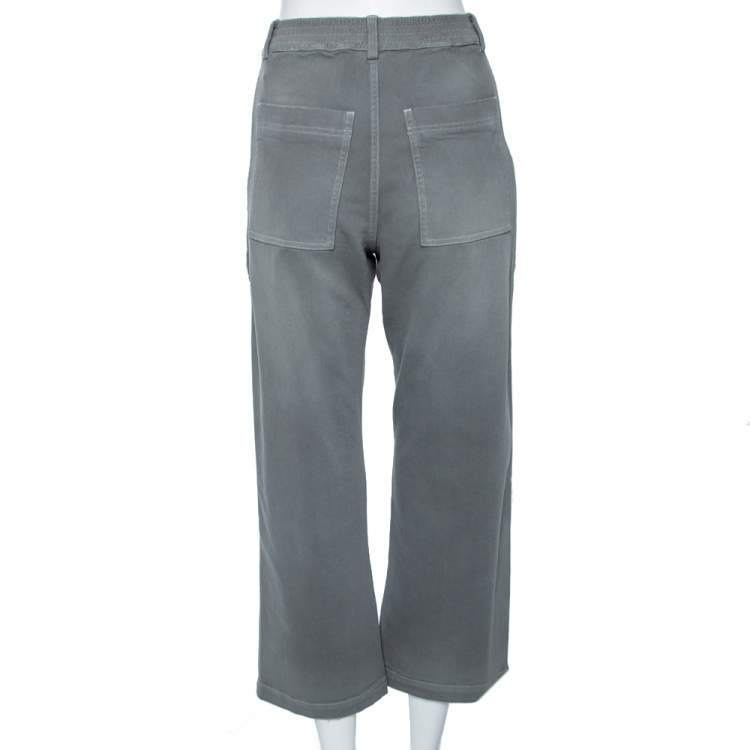 Pre Owned Dior Grey Denim Wide Legged Pants S