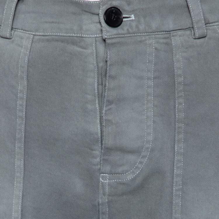 Pre Owned Dior Grey Denim Wide Legged Pants S