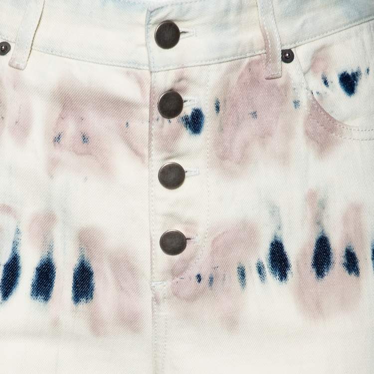 Pre Owned Dior Multicolored Tie-Dye Printed Denim Wide Leg Jeans S