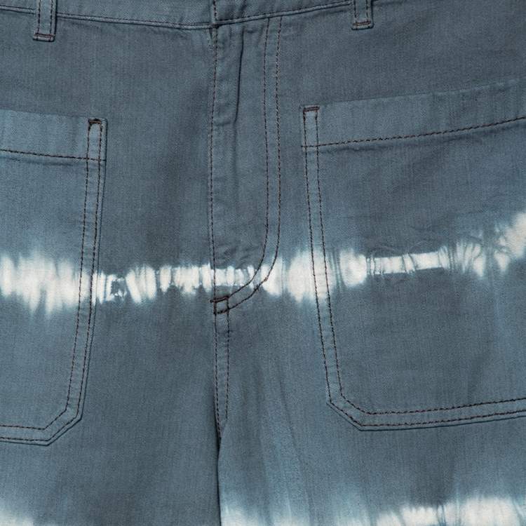 Pre Owned Dior Blue/Grey Tie-Dye Printed Denim Patch Pocket Details Jeans S