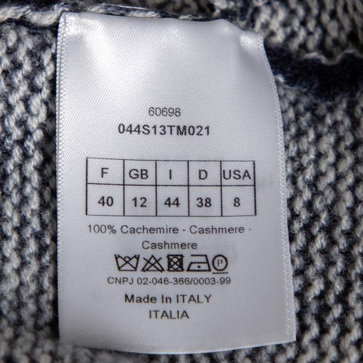 Pre Owned Dior Blue Tie-Dye J' Adior Intarsia Knit Cashmere Oversized Sweater M