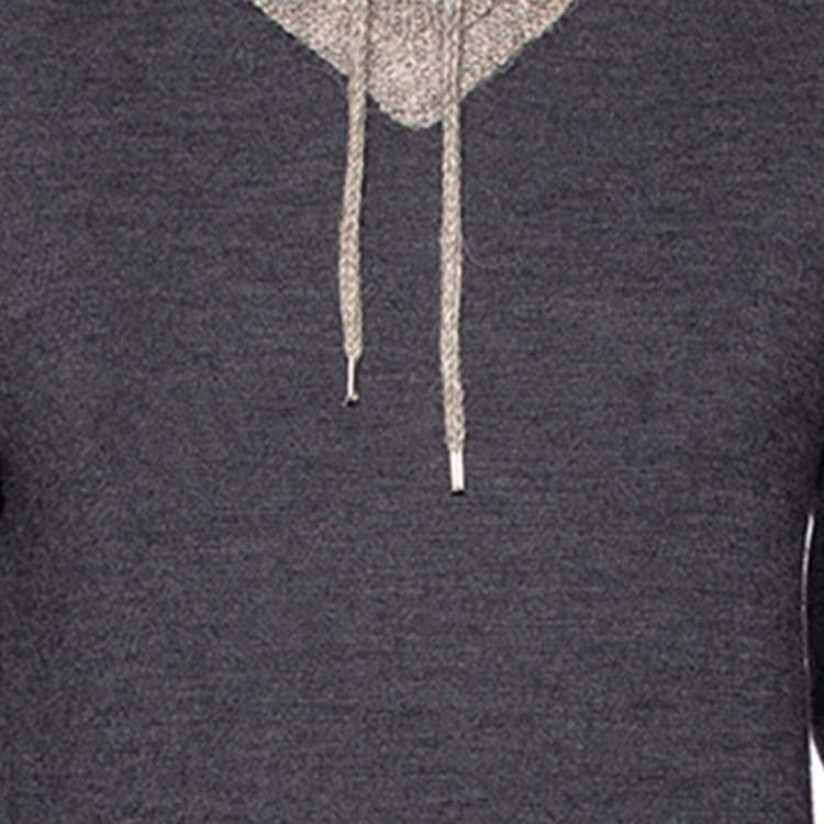 Pre Owned Dior Grey Wool & Alpaca Knit Hooded Sweater XS