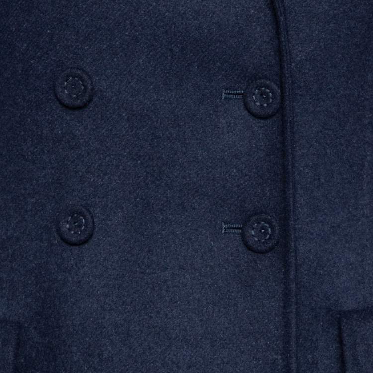 Pre Owned Dior Navy Blue Wool Double Breasted Flared Coat M