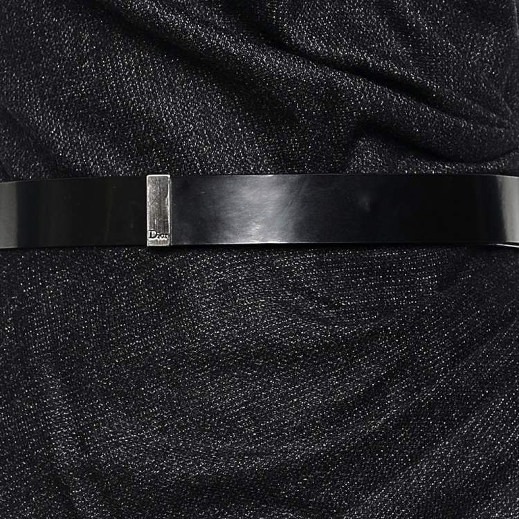 مملوكة مسبقًا Christian Dior Charcoal Grey Wool Draped Detail Midi Dress S