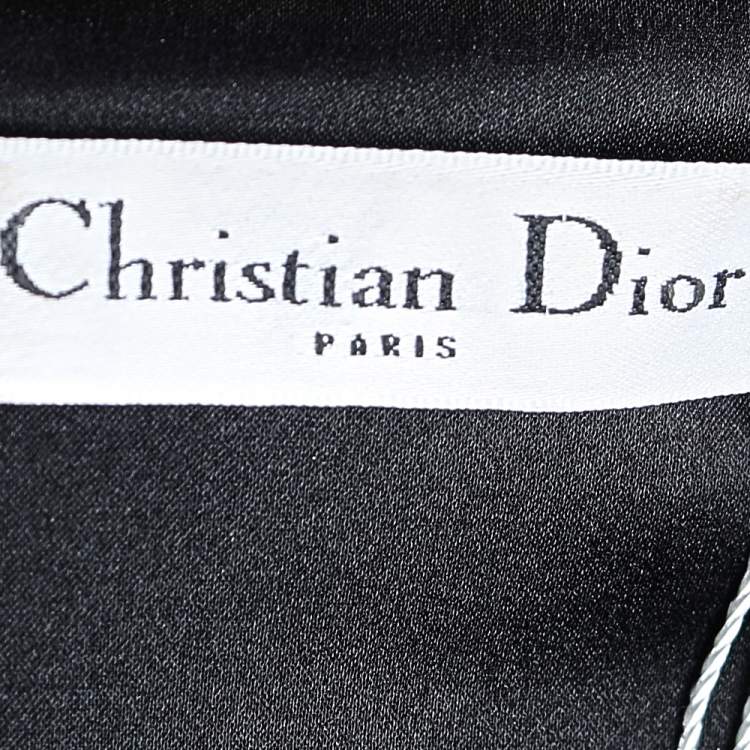 مملوكة مسبقًا Christian Dior Charcoal Grey Wool Draped Detail Midi Dress S