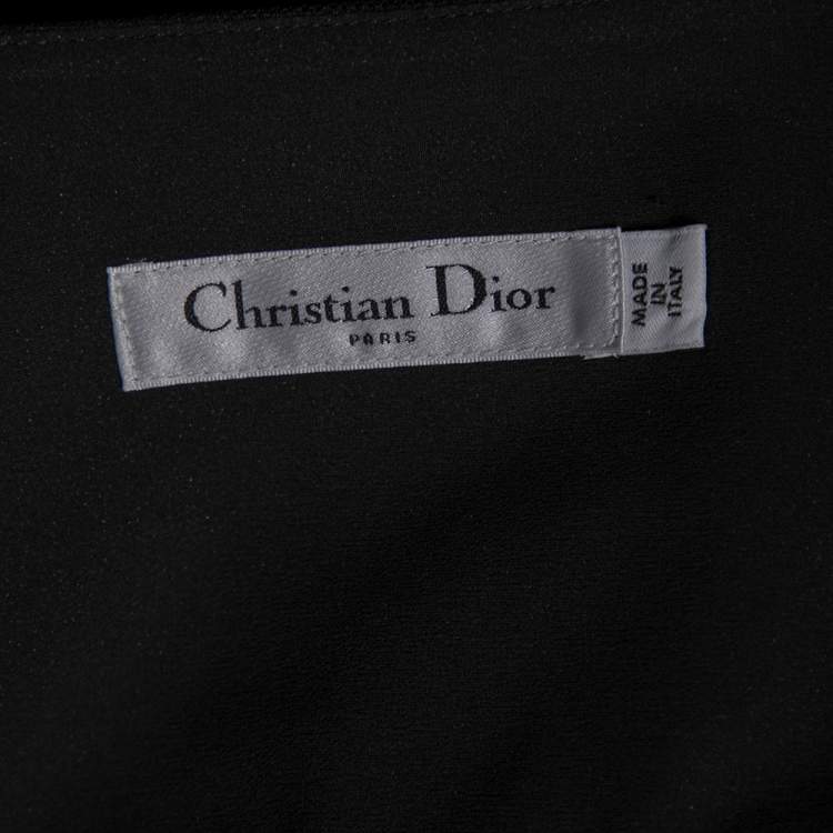 Pre Owned Dior Black Polka Dotted Tulle Pleated Midi Skirt L