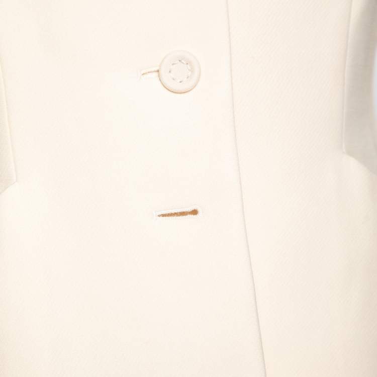 Pre Owned Dior Cream Wool Button Front Fitted Blazer M