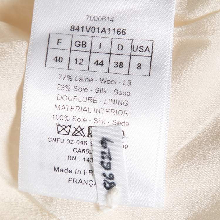 Pre Owned Dior Cream Wool Button Front Fitted Blazer M