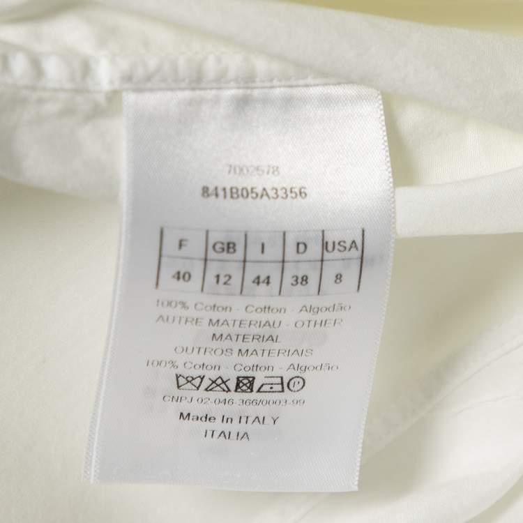 Pre Owned Dior Off White Cotton Pique Plastron Paneled Button Front Shirt M