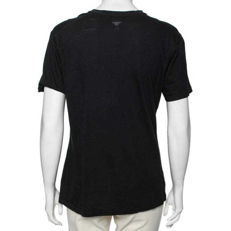 Pre Owned Dior Black Printed Cotton Short Sleeve T-Shirt M