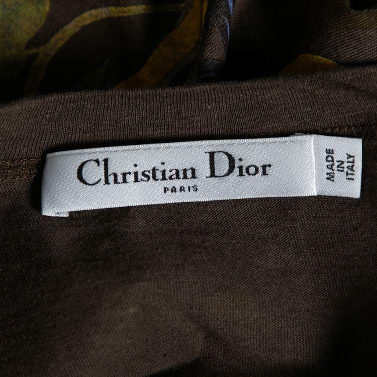 Pre Owned Dior Brown Printed Cotton Short Sleeve T-Shirt M