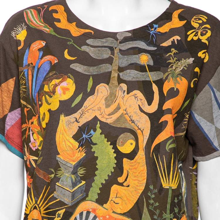 Pre Owned Dior Brown Printed Cotton Short Sleeve T-Shirt M