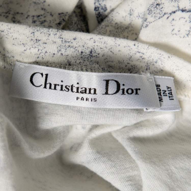 Pre Owned Dior Off White Diorodeo Jungle Print Cotton Linen T-Shirt L