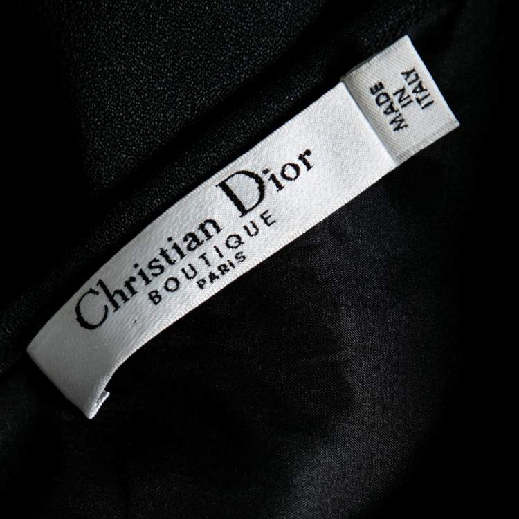 Pre Owned Dior Vintage Black Silk Draped Skirt S
