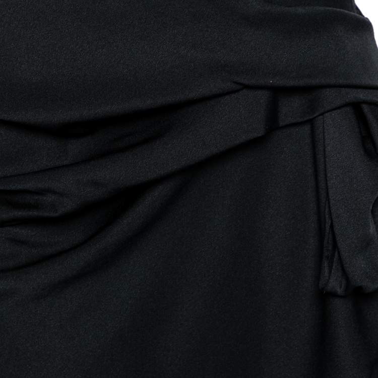 Pre Owned Dior Vintage Black Silk Draped Skirt S