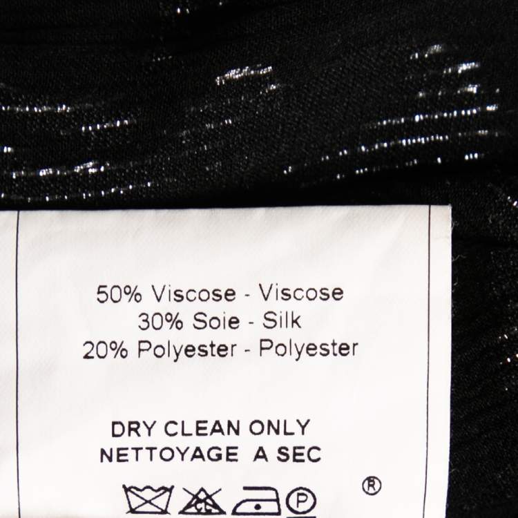 مملوكة مسبقًا Christian Dior Vintage Black Devore Waist Tie Detail Button Front Shirt M