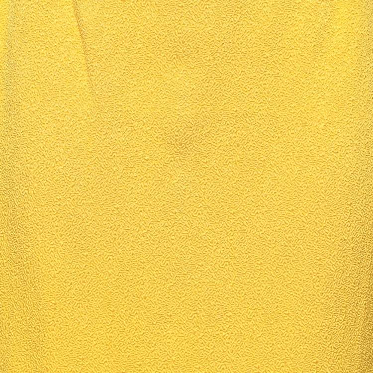 Pre Owned Christian Dior Boutique Yellow Textured Silk Mini Skirt L