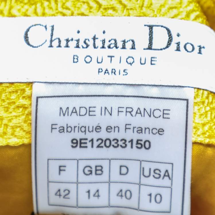 Pre Owned Christian Dior Boutique Yellow Textured Silk Mini Skirt L