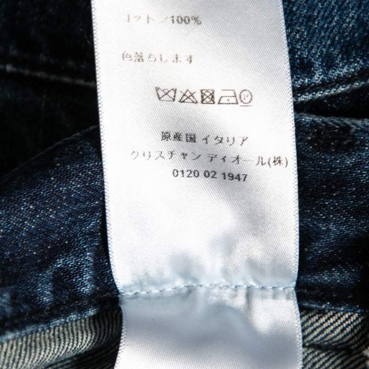 مملوكة مسبقًا Dior Blue Denim Frayed Edge Detail Boyfriend Jeans M