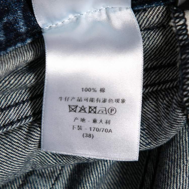 مملوكة مسبقًا Dior Blue Denim Frayed Edge Detail Boyfriend Jeans M