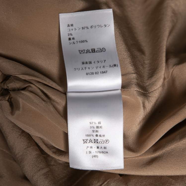 Pre Owned Dior Beige Cotton Single Breasted Blazer M