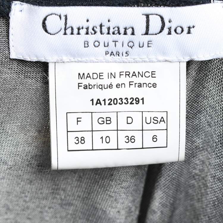 Pre Owned Christian Dior Boutique Navy Blue Denim Printed Silk Knit Asymmetric Skirt M