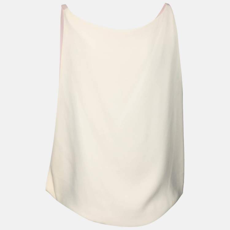 مملوكة مسبقًا Dior Pink & Cream Silk Crepe Overlay Draped Sleeveless Top M