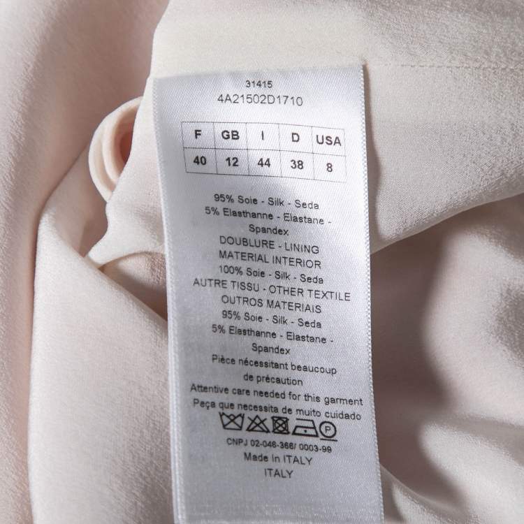 مملوكة مسبقًا Dior Pink & Cream Silk Crepe Overlay Draped Sleeveless Top M
