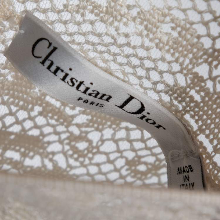 Pre Owned Dior Off White Silk Knit Sleeveless Top M