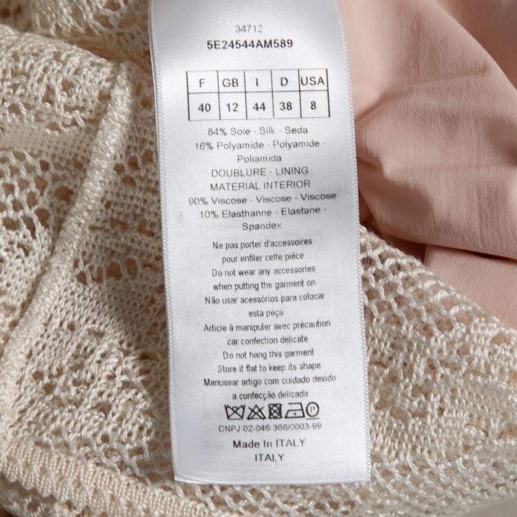Pre Owned Dior Off White Silk Knit Sleeveless Top M