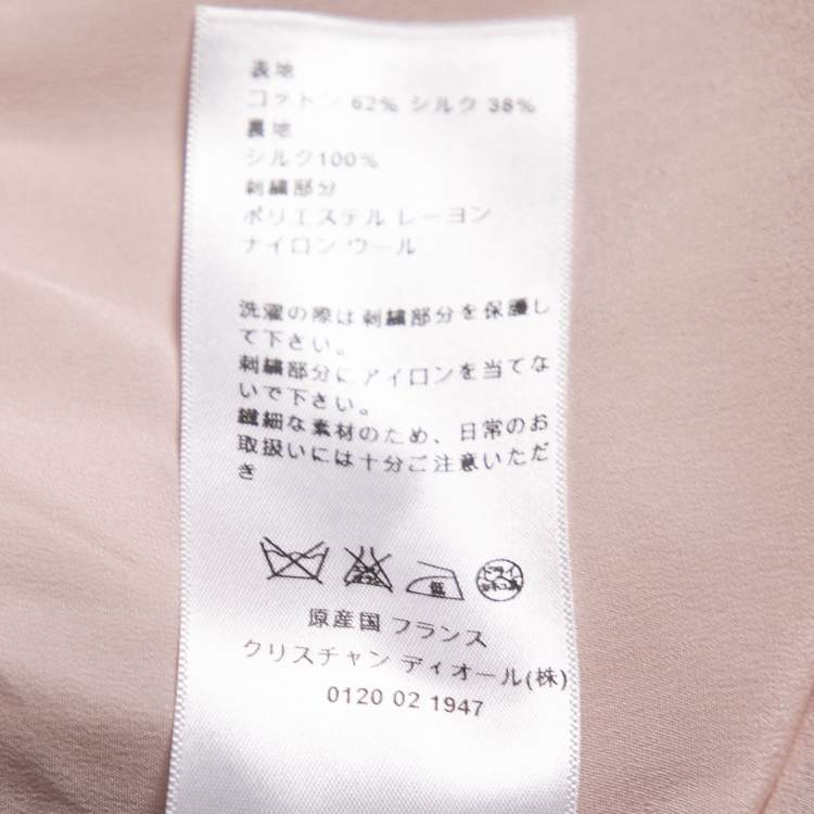 Pre Owned Dior Pink Cotton Applique Detail Double Breasted Coat L