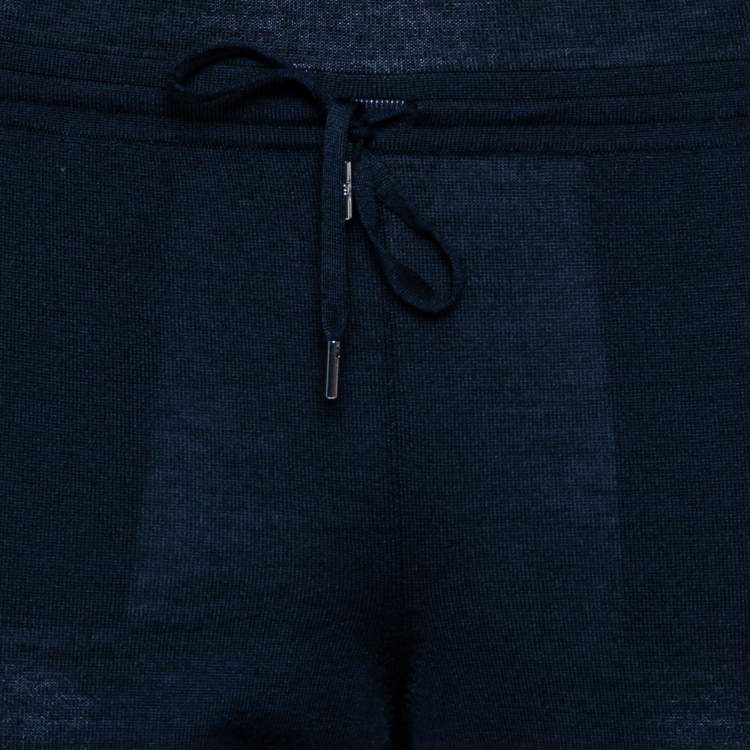 Pre Owned Dior Navy Blue Wool Drawstring Detail Jumpsuit S