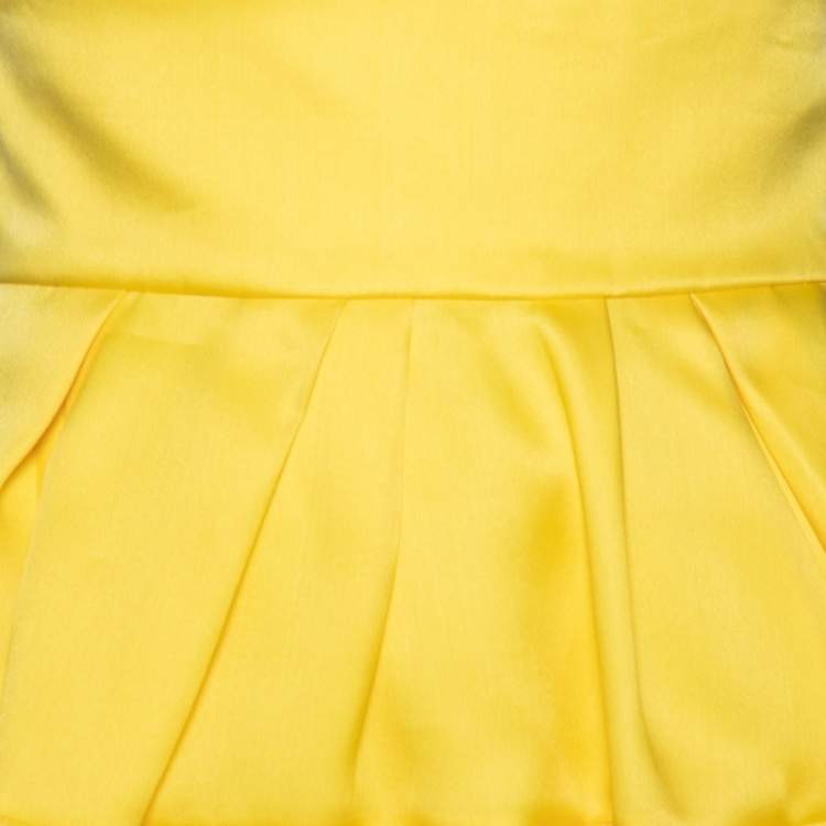 مملوكة مسبقًا Dior Yellow Silk Pleat Detail Short Skirt S