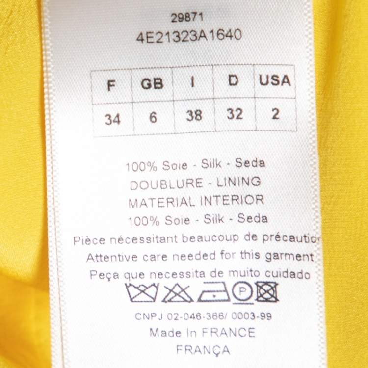 مملوكة مسبقًا Dior Yellow Silk Pleat Detail Short Skirt S