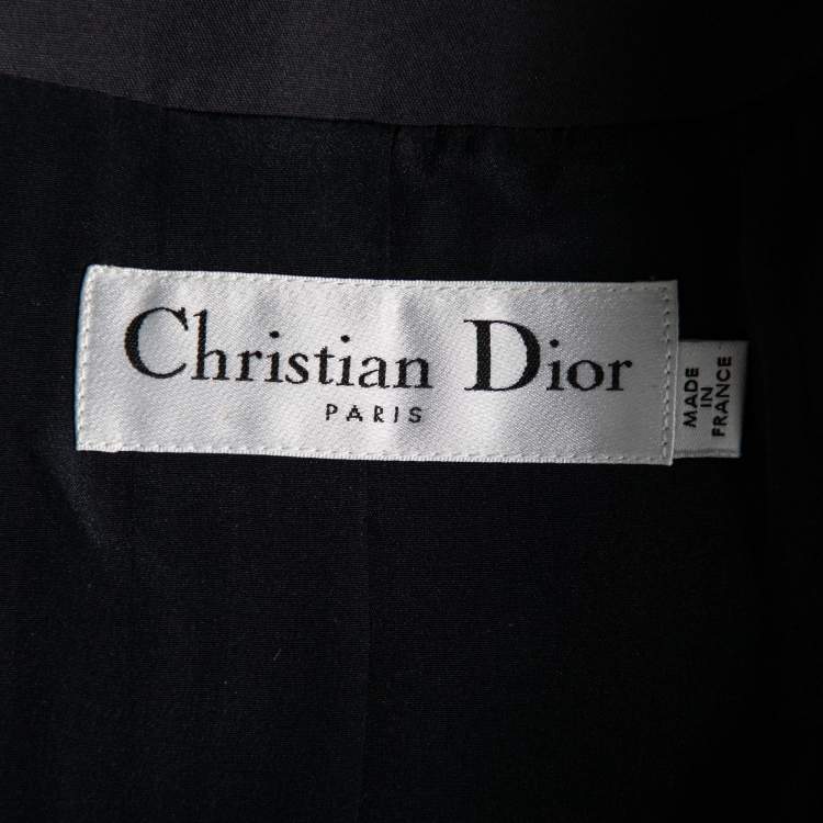 Pre Owned Dior Blue Cotton Sequin Embellished Double Breasted Blazer M