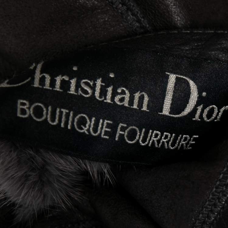 Pre Owned Dior Vintage Grey Fur & Leather Reversible Coat L