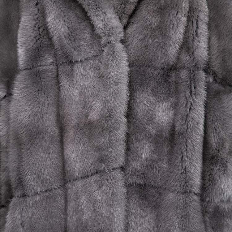 Pre Owned Dior Vintage Grey Fur & Leather Reversible Coat L