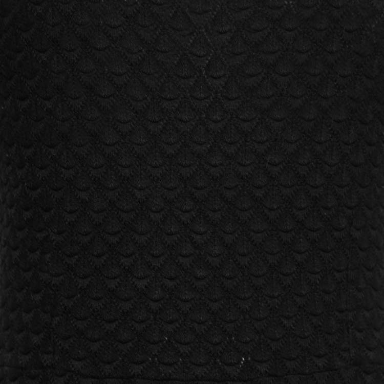 Pre Owned Dior Black Patterned Knit Short Sleeve Mini Dress M