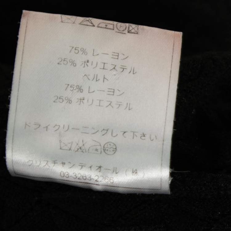 Pre Owned Dior Black Patterned Knit Short Sleeve Mini Dress M