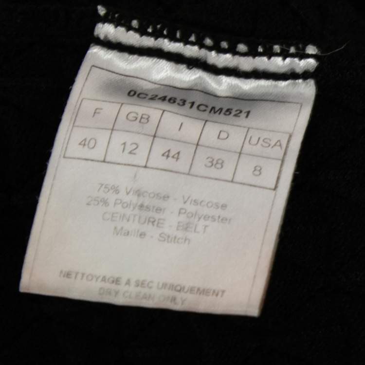 Pre Owned Dior Black Patterned Knit Short Sleeve Mini Dress M