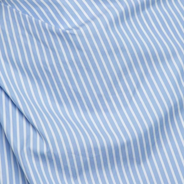 Pre Owned Dior Blue & White Striped Cotton Asymmetric Skirt M