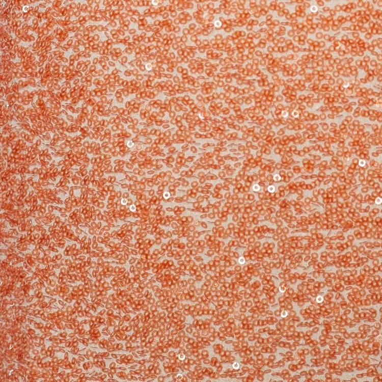 Pre Owned Dior Orange Sequinned Cashmere Silk Sleeveless Top M